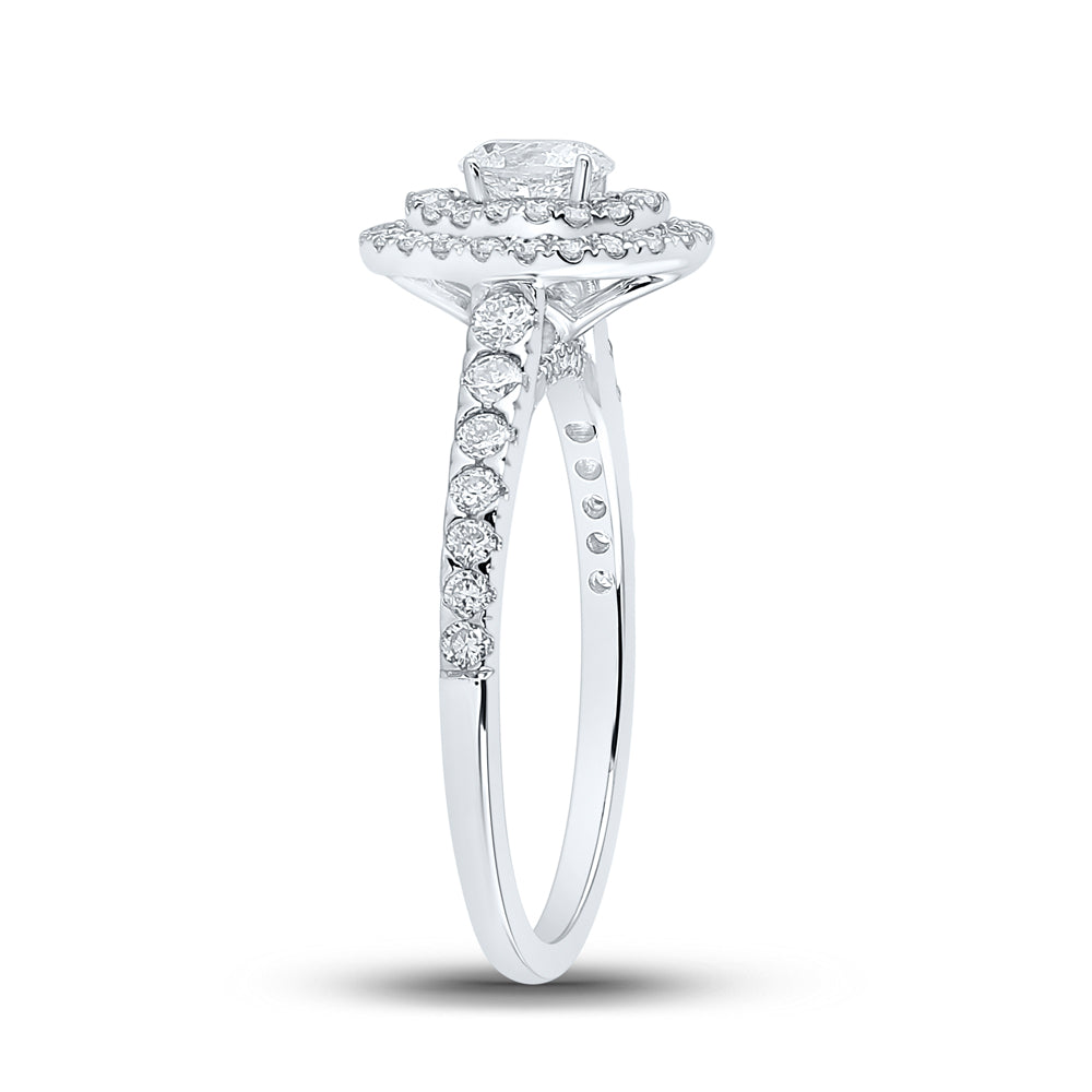 14K White Gold Oval Diamond Halo Bridal Wedding Engagement Ring 1ctw, Womens Size: 5-10