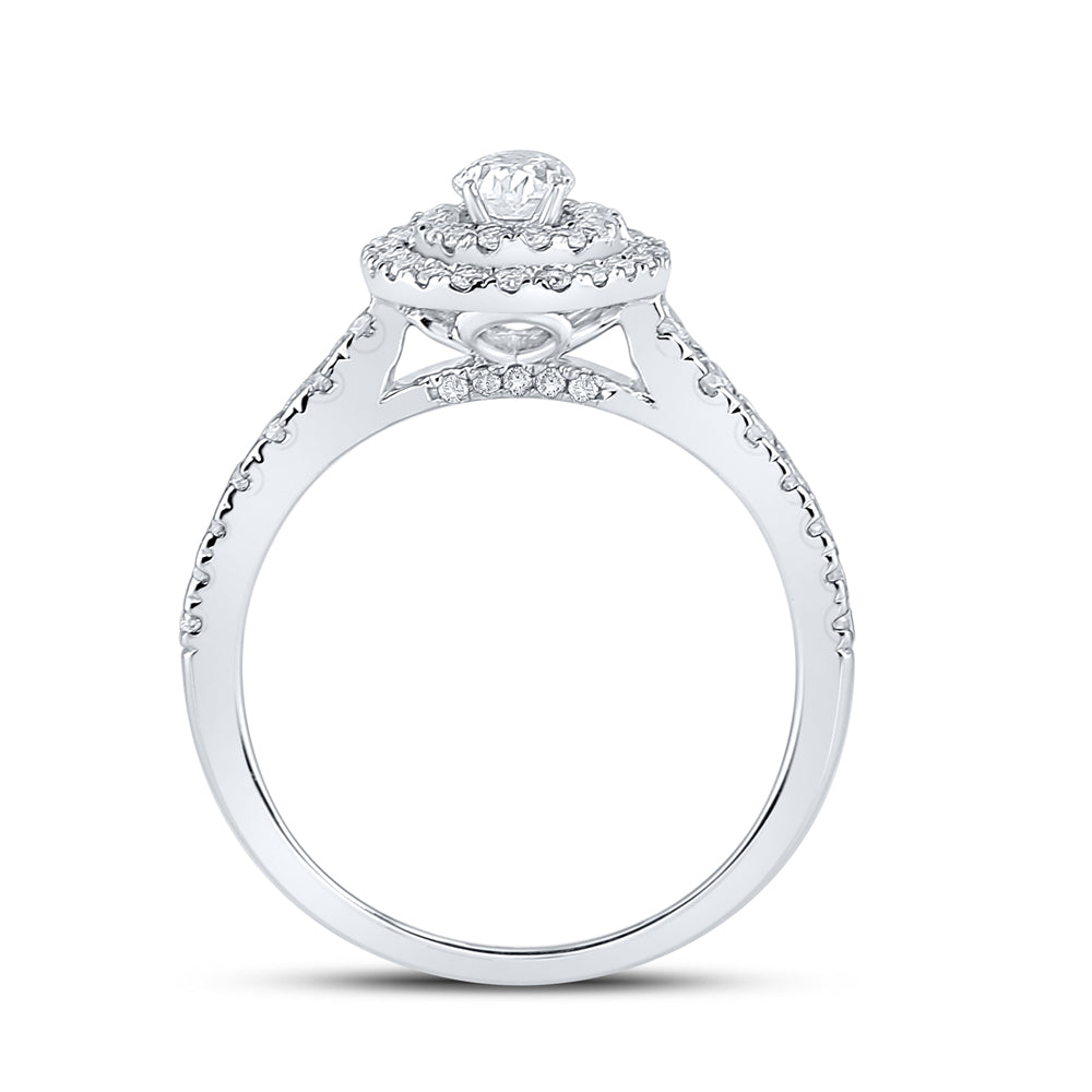 14K White Gold Oval Diamond Halo Bridal Wedding Engagement Ring 1ctw, Womens Size: 5-10
