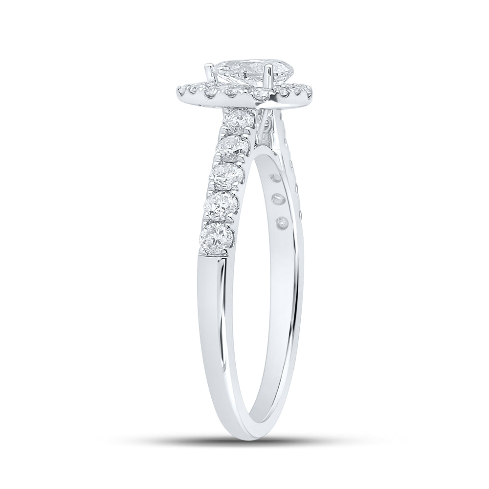 14K White Gold Pear Diamond Halo Bridal Wedding Engagement Ring 1ctw, Women's Size: 5-10