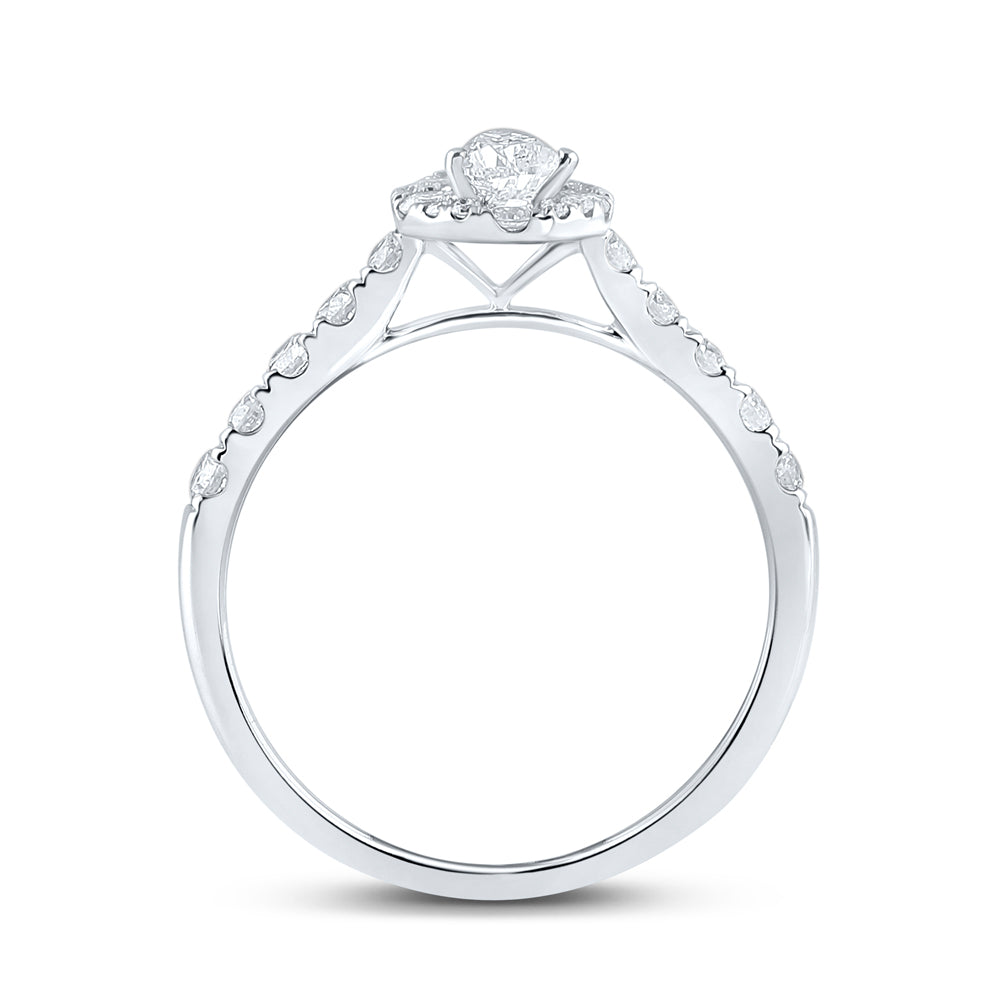 14K White Gold Pear Diamond Halo Bridal Wedding Engagement Ring 1ctw, Women's Size: 5-10