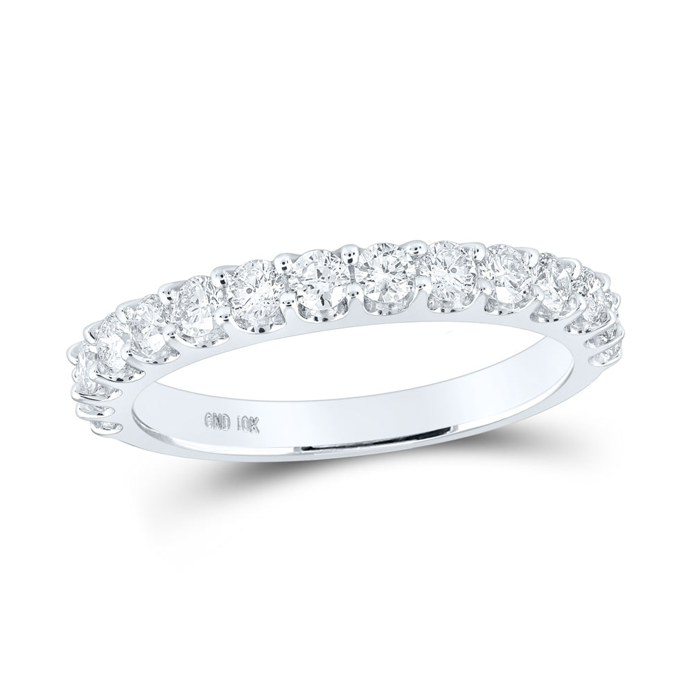 14kt White Gold 7/8 Cttw Diamond Bridal Wedding Engagement Anniversary Womens Band, Women Size: 5-9