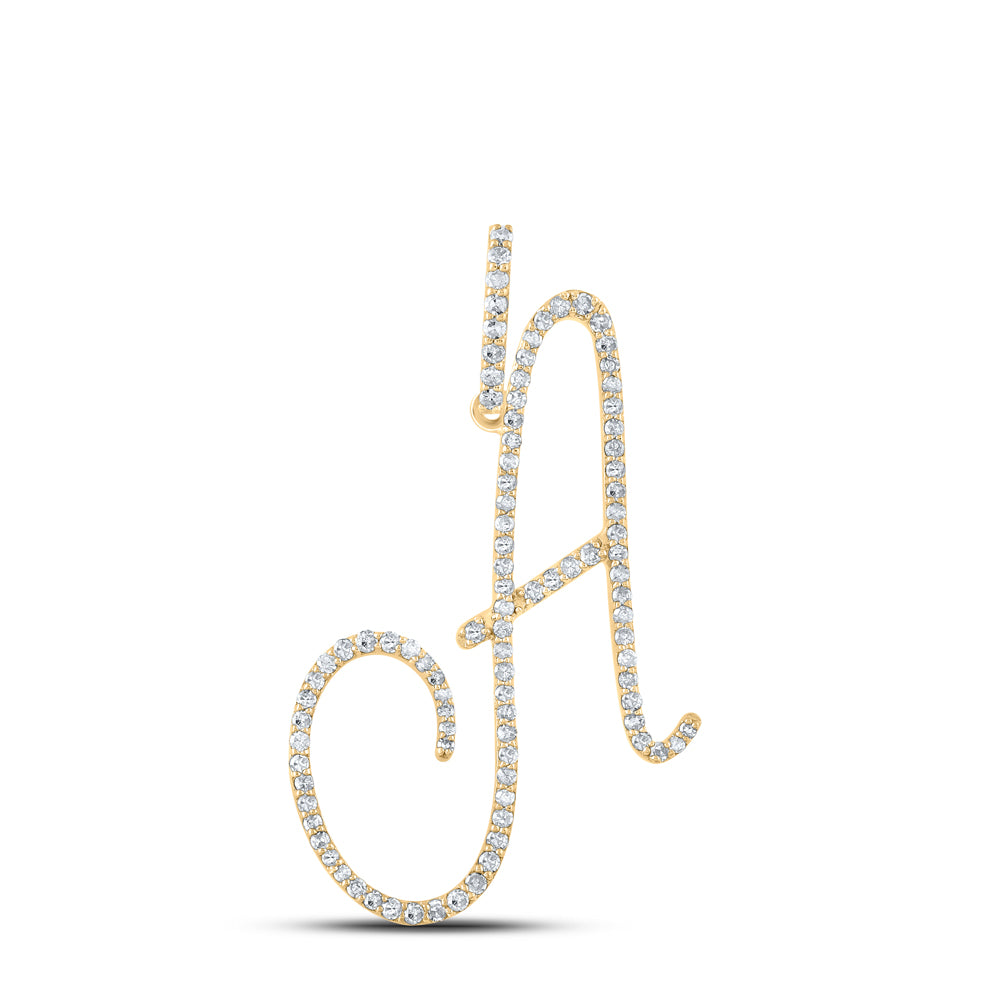 10K White Or Yellow Gold Womens Round Diamond A Initial Letter Pendant