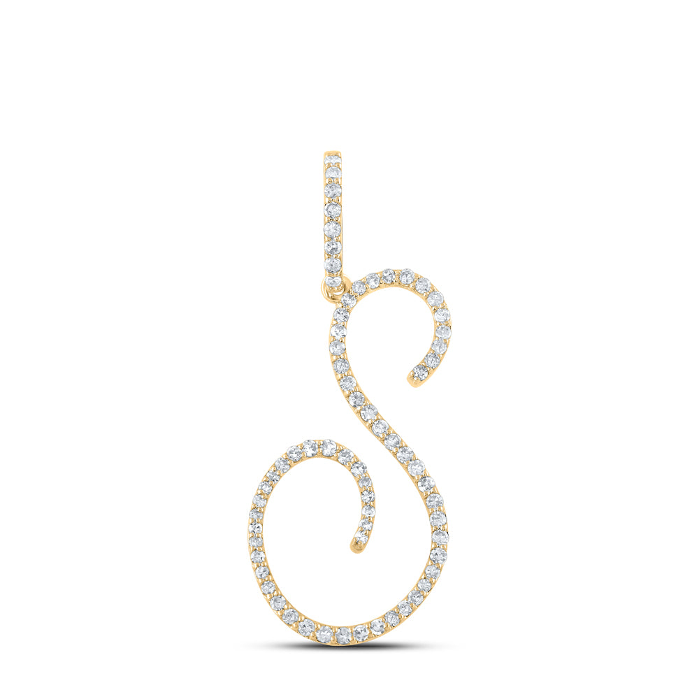 10K White Or Yellow Gold Womens Round Diamond S Initial Letter Pendant