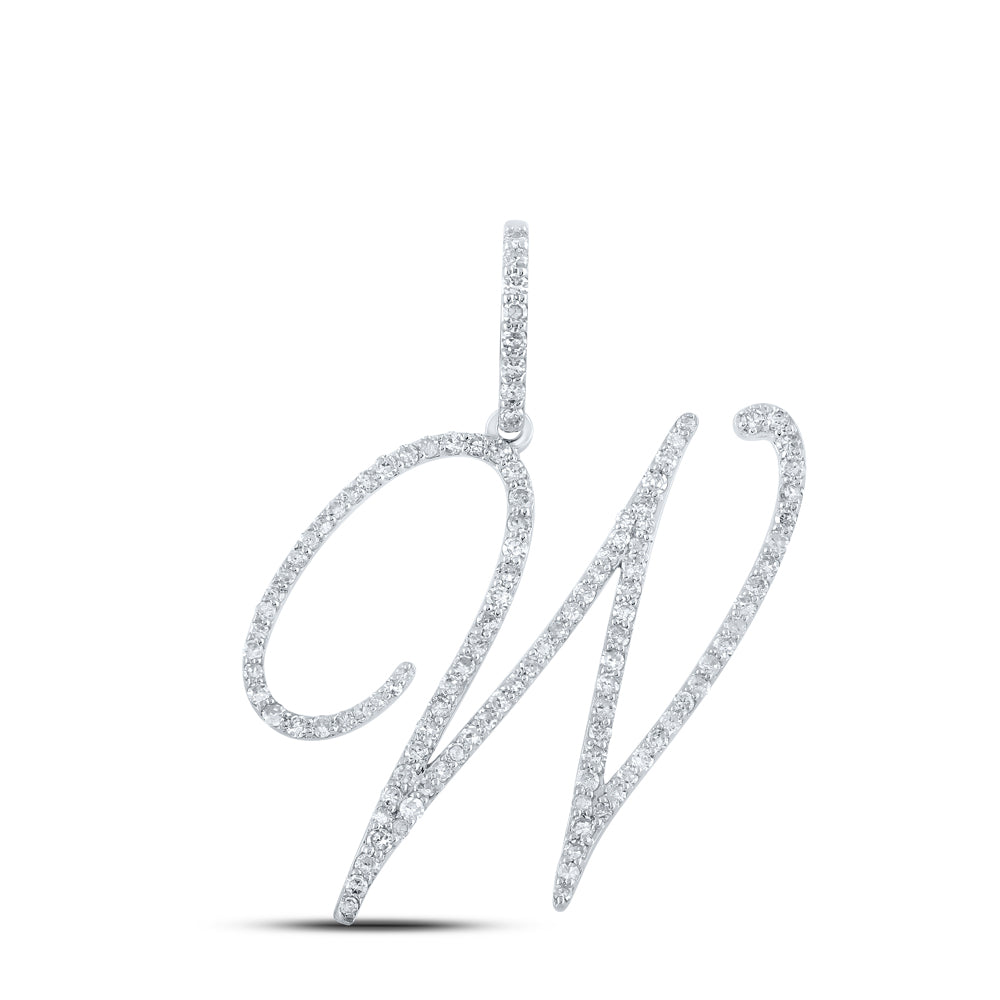 10K Yellow Or White Or Rose Gold Womens Round Diamond W Initial Letter Pendant