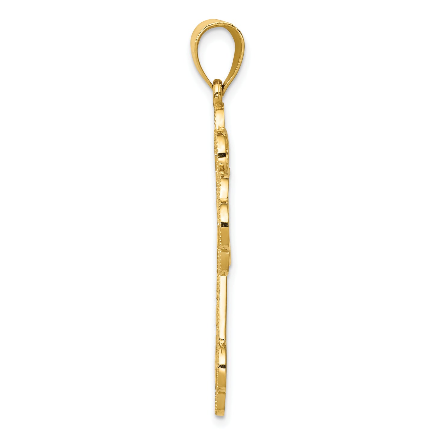 14K Yellow Gold Budded Greek Key Cross Pendant