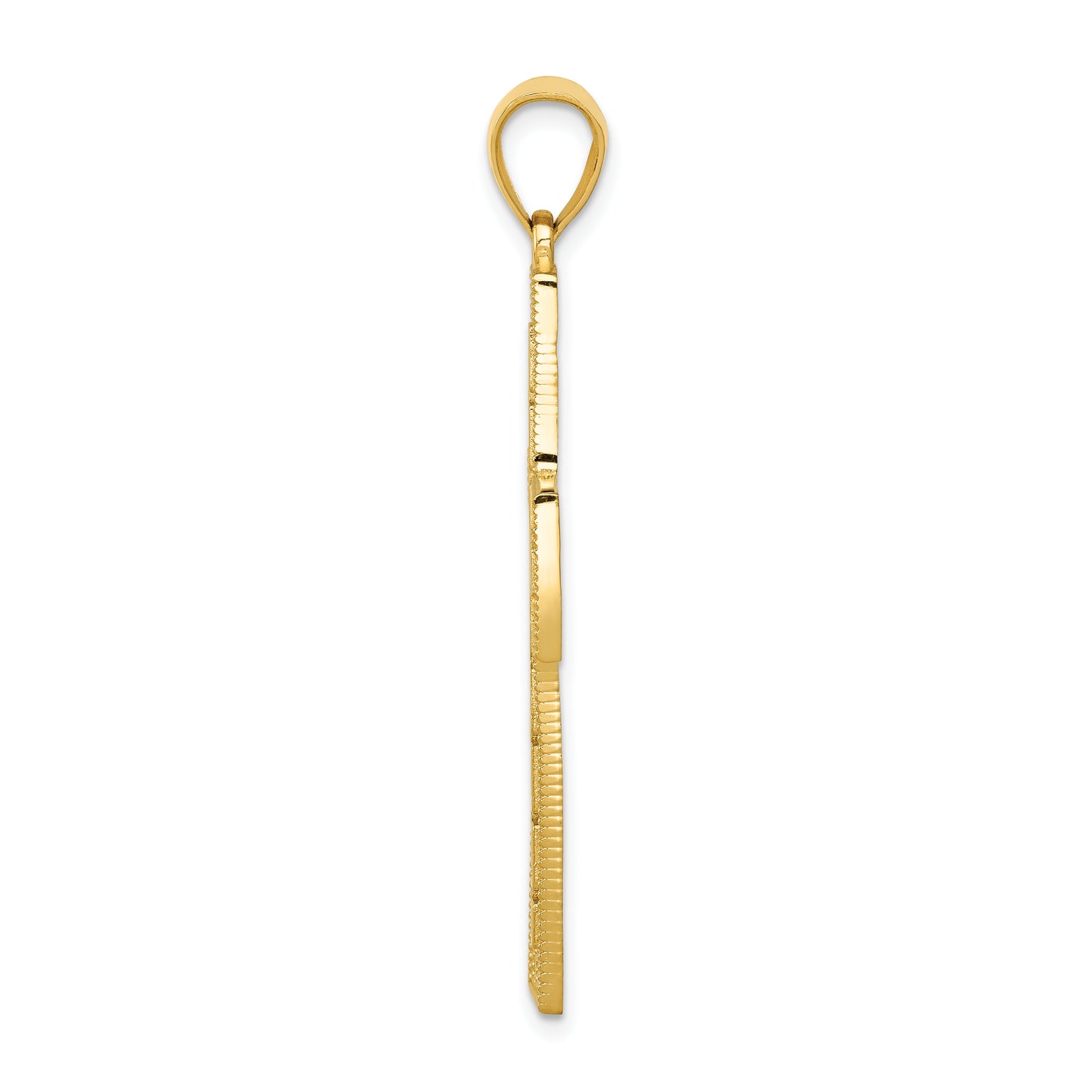 14K Yellow Gold Greek Key Filigree Cross Pendant