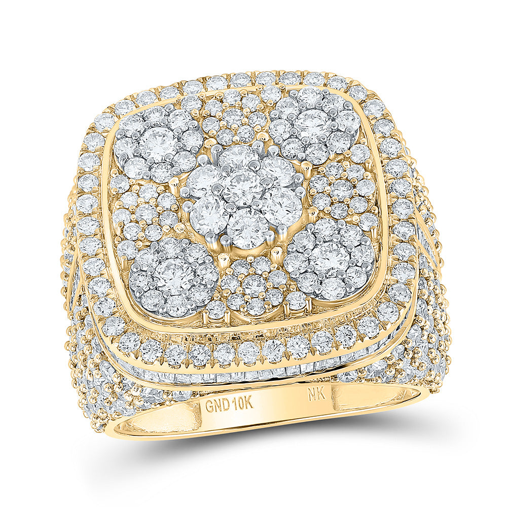 10kt Yellow Gold 5 1/4 Cttw Diamond Mens Ring, Men Size: 8-12