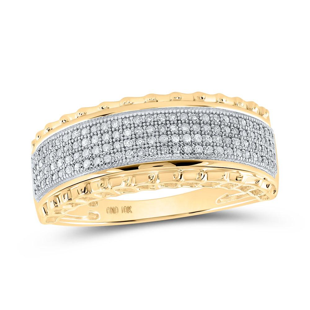 10kt Yellow Gold 1/3 Cttw Diamond Mens Ring, Men Size: 8-12