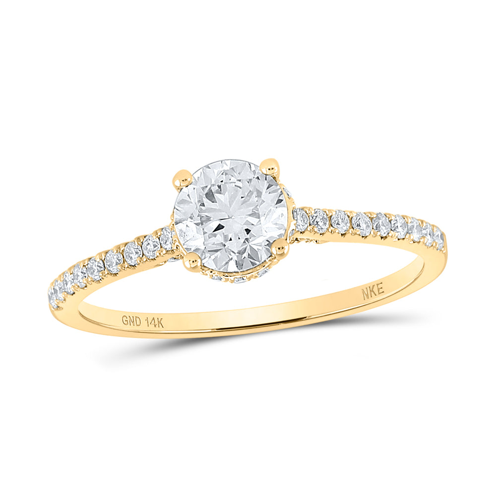 14K White Or Yellow Gold Round Diamond Solitaire Bridal Wedding Engagement Ring , Womens Size: 5-10