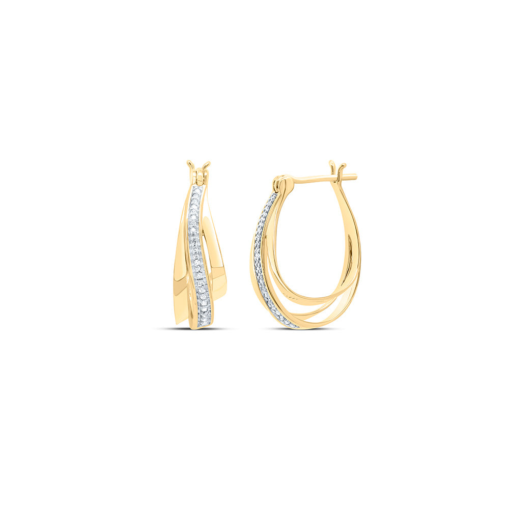 10kt Yellow Gold 1/10 Cttw Diamond Hoop Earring