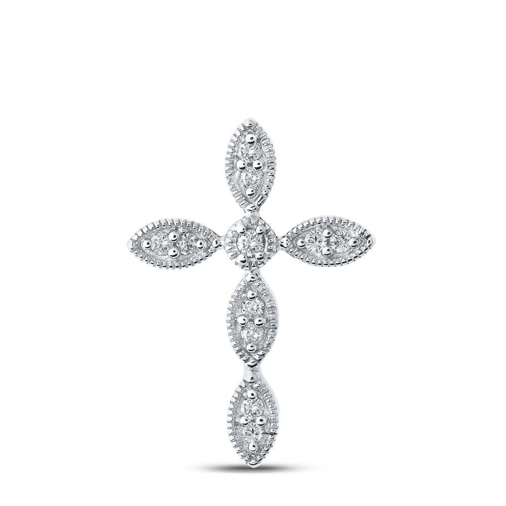 10K White Gold 1/8Ctw Natural Diamond P2 Gift Cross Pendant