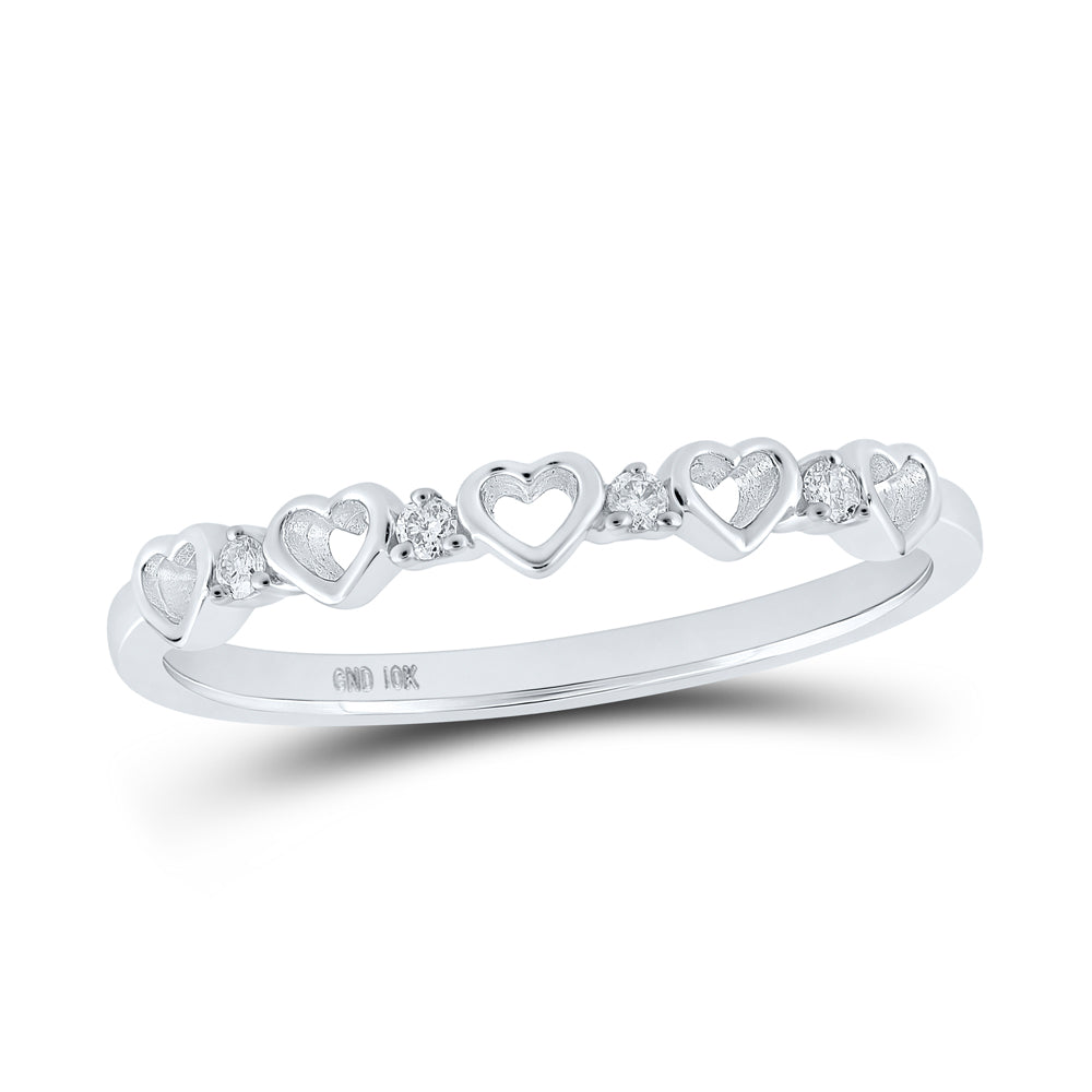 10K Yellow Or White Or Rose Gold Womens Round Diamond Heart Ring , Womens Size: 5-10