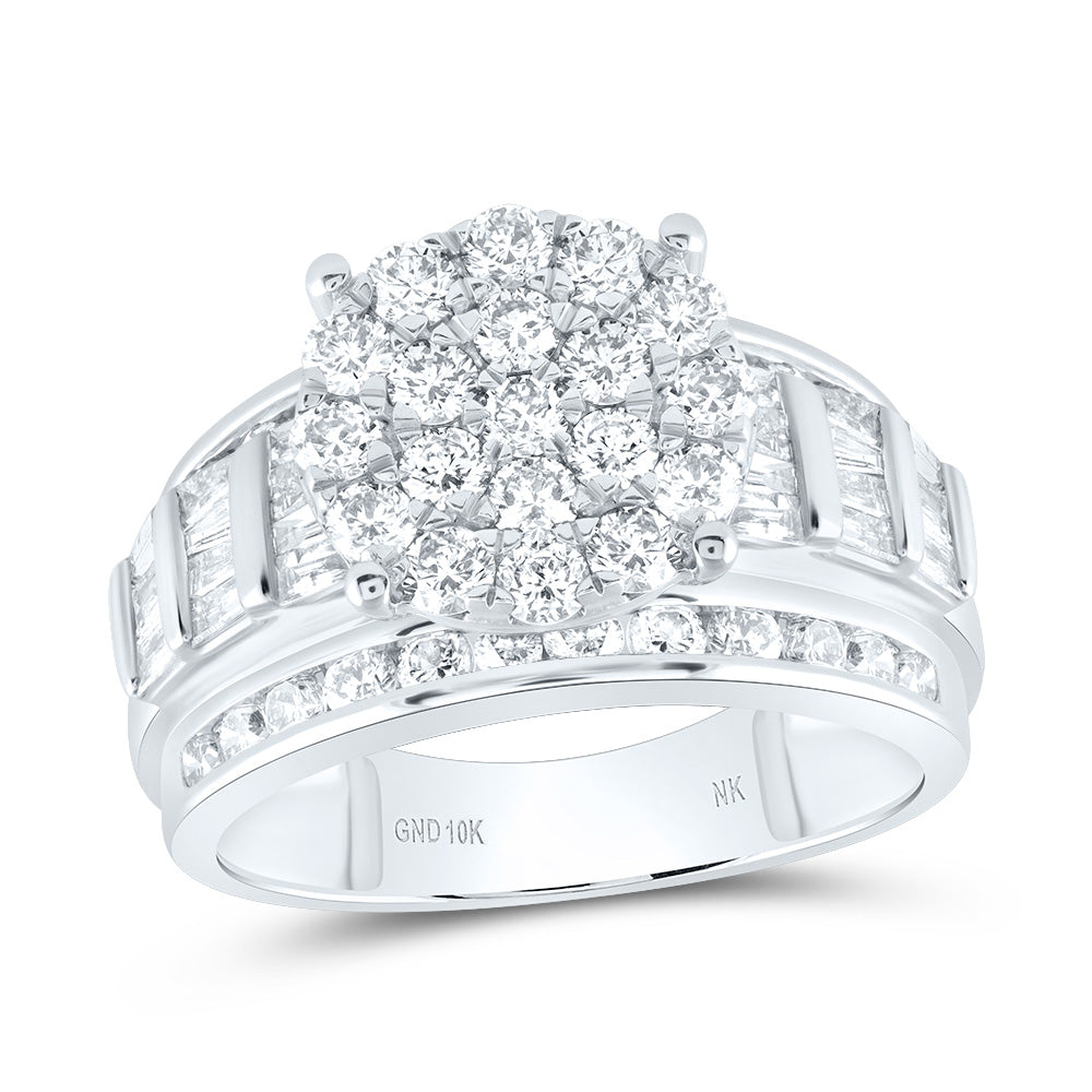 10kt White Gold 2 Cttw Diamond Bridal Wedding Engagement Anniversary Ring, Women Size: 5-9