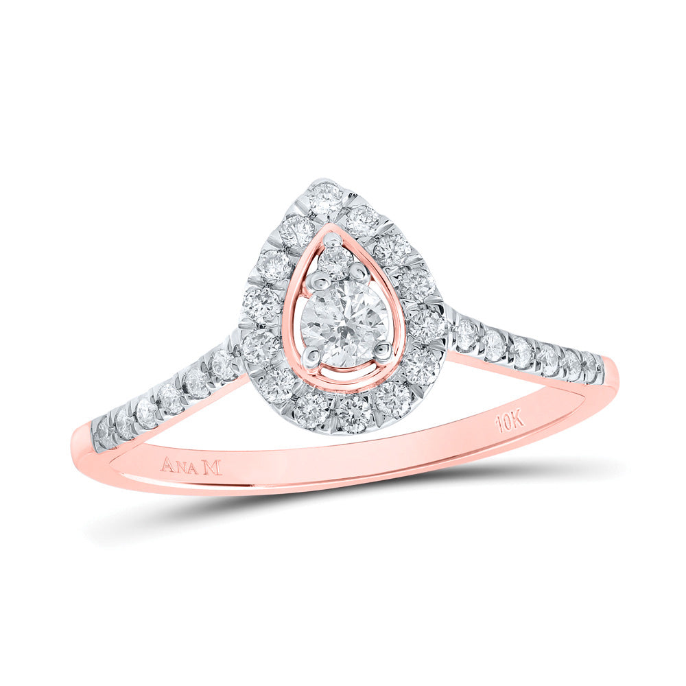 10kt Rose Gold 1/3 Cttw Diamond Ana M Bridal Wedding Engagement Anniversary Ring, Women Size: 5-9