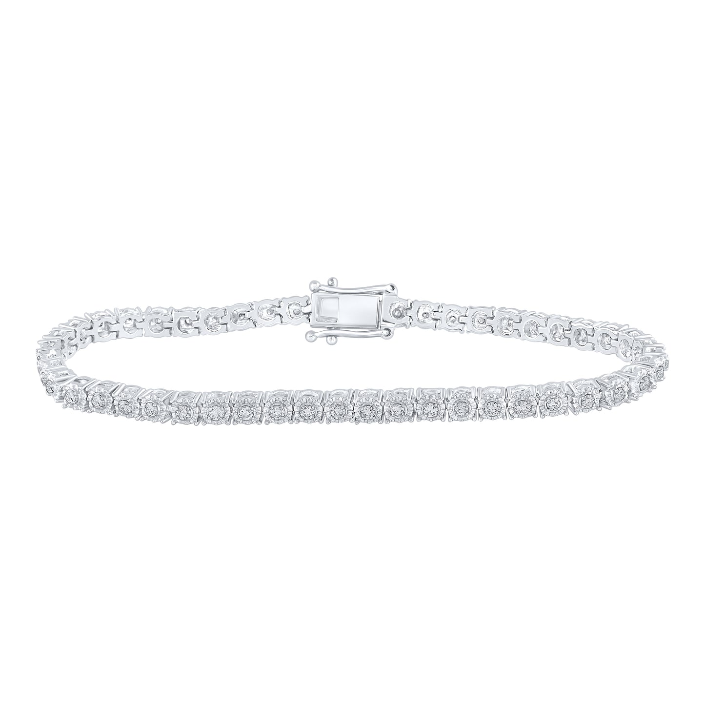 Sterling Silver 1Ctw Natural Diamond P4 Gift Bracelet (7 Inch)
