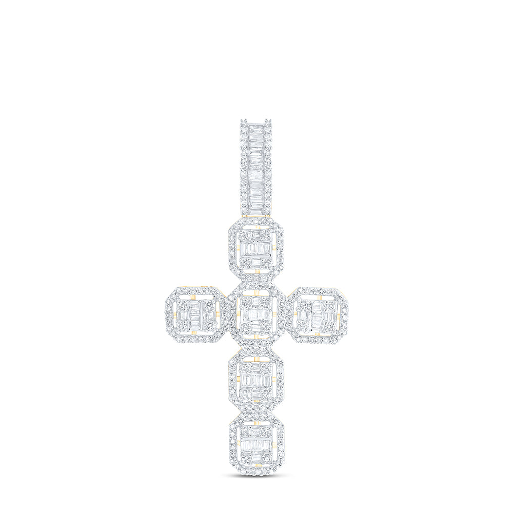 14kt Yellow Gold 1 Cttw Diamond Cross Mens Charm