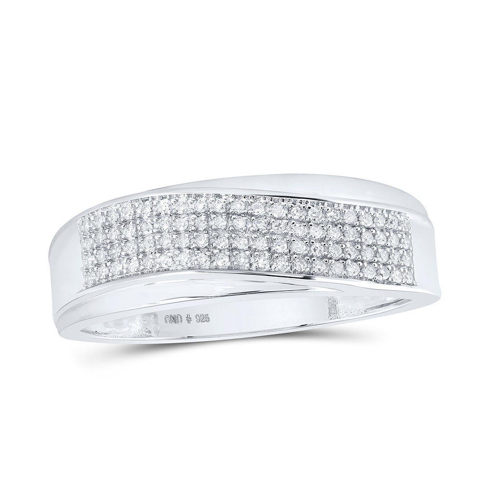 Sterling Silver His Hers Round Diamond Cluster Matching Wedding Set 1/2 Cttw, Womens Size: 5-10, Mens Size: 7-13
