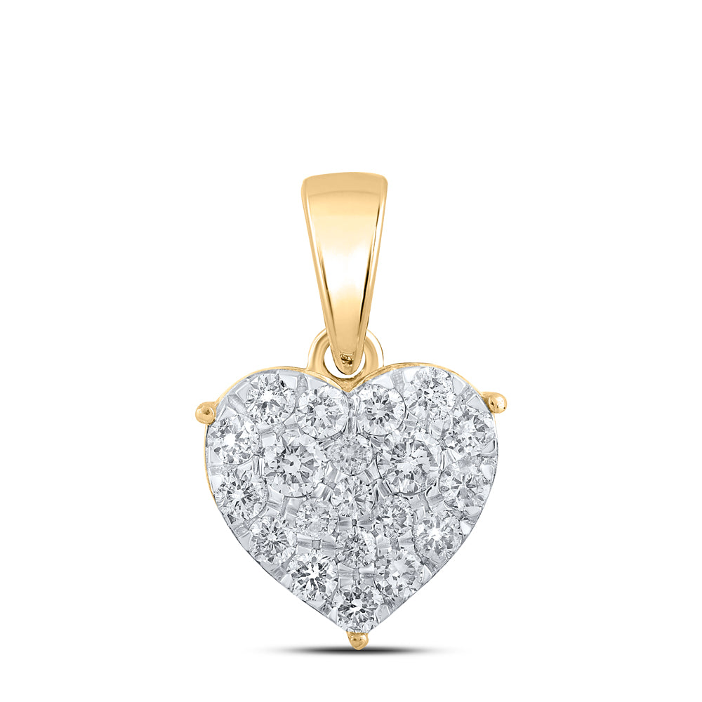 10kt Yellow Gold 1/2 Cttw Diamond Heart Pendant