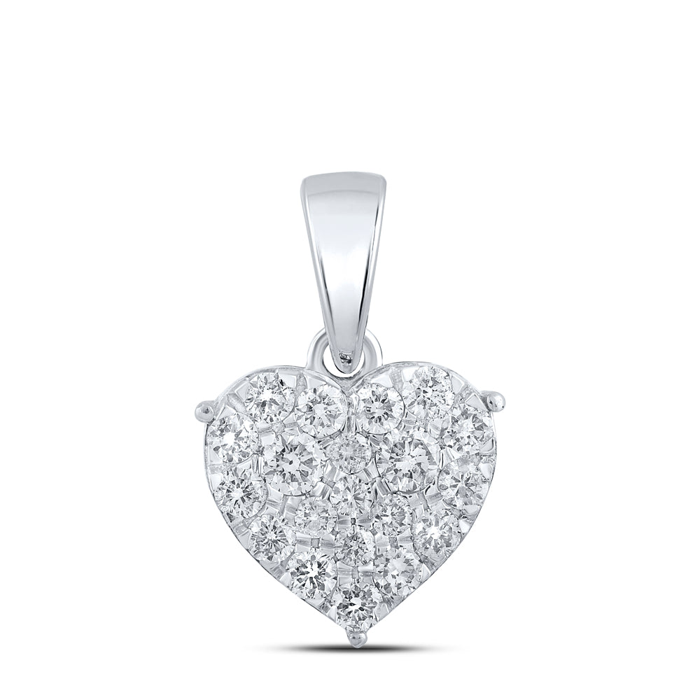 10kt White Gold 1/2 Cttw Diamond Heart Pendant