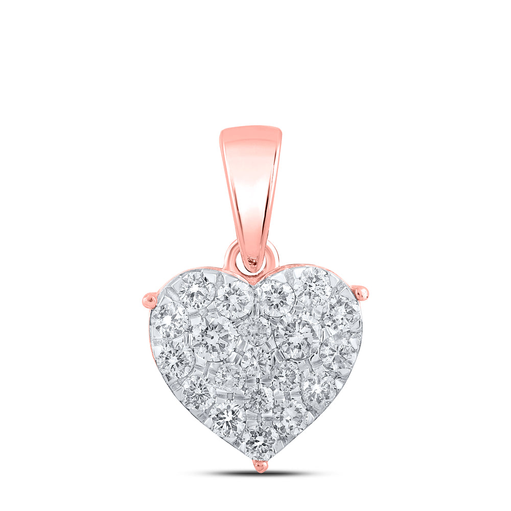 10kt Rose Gold 1/2 Cttw Diamond Heart Pendant