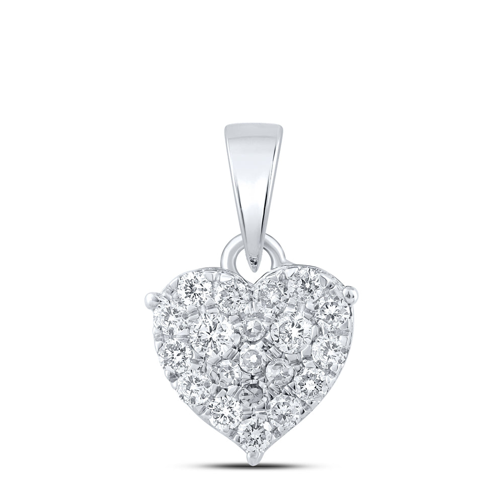 10kt White Gold 1/4 Cttw Diamond Heart Pendant