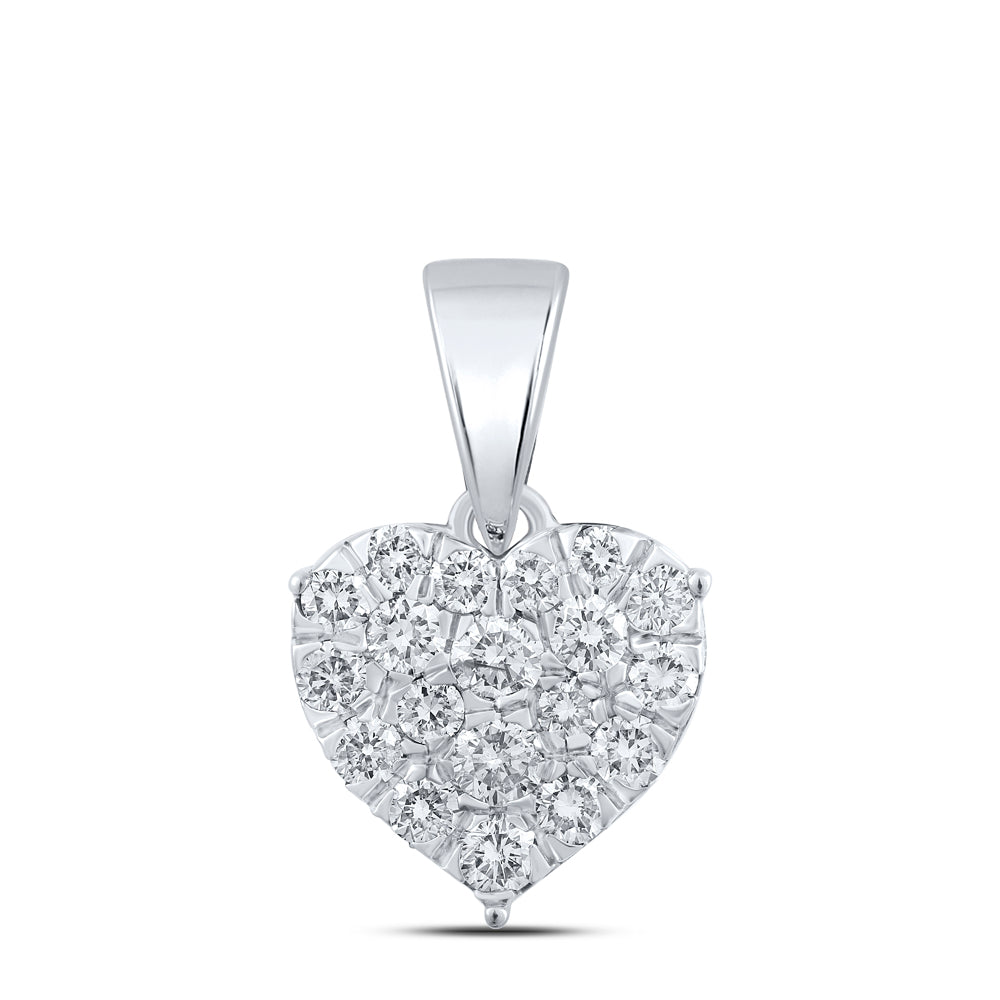 10kt White Gold 1/6 Cttw Diamond Heart Pendant