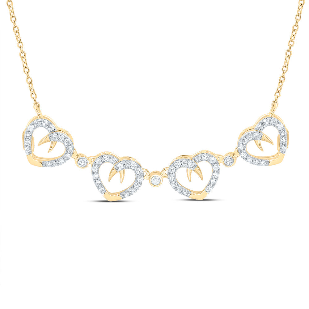 10K Yellow Or Rose Gold Womens Round Diamond Convertible Heart Necklace