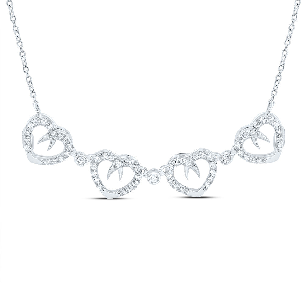 10K White Gold Womens Round Diamond 18-inch Convertible Heart Necklace 3/8 Cttw, Length: 0.31 In, Width: 0.35 In