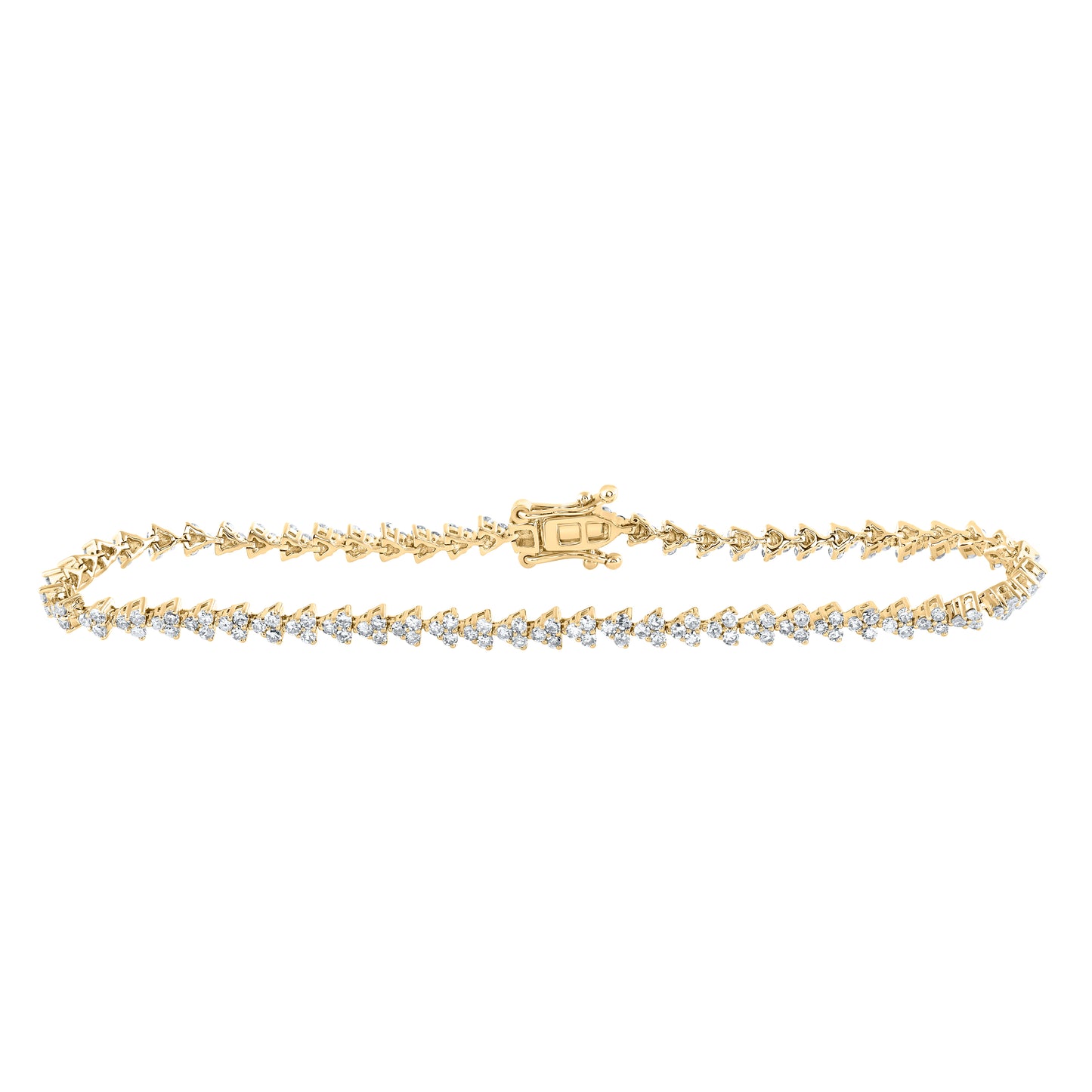 14kt Yellow Gold 1 7/8 Cttw Diamond Tennis Bracelet, Length: 7 Inch