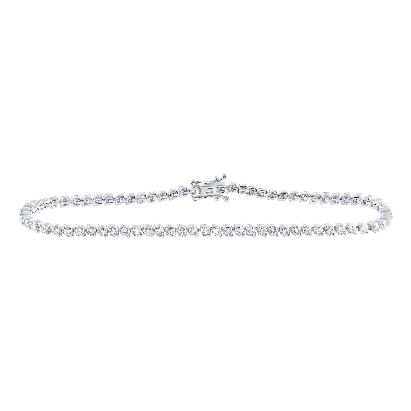 14K White Gold 3 Ctw Natural Diamond Nk Tennis Bracelet (7 Inch)