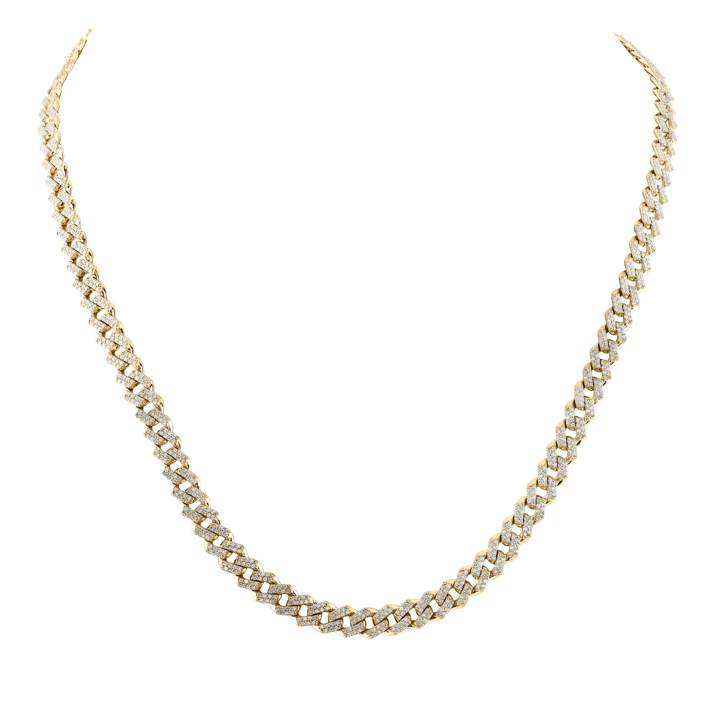 10kt Yellow Gold 4 3/4 Cttw Diamond (6.5mm) Cuban Mens Chain, Length: 18 Inch