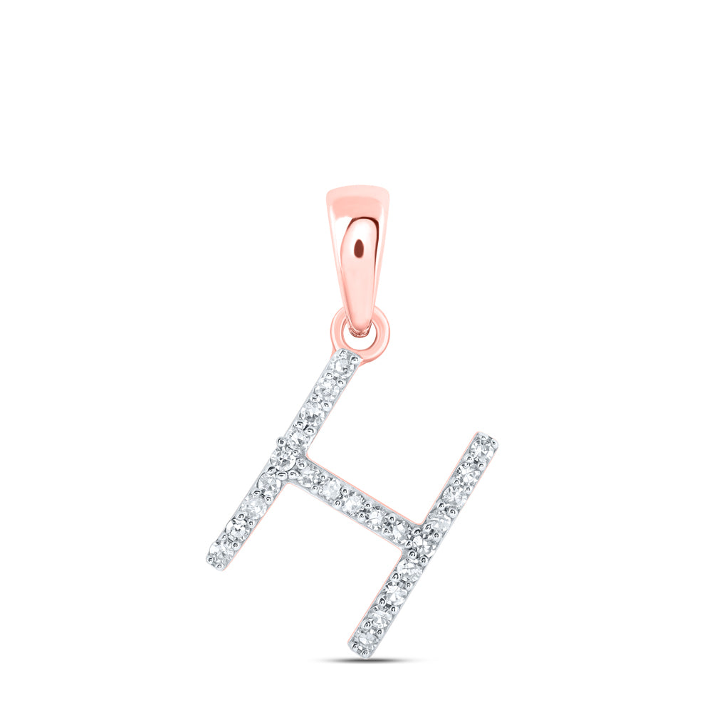 10kt Rose Gold 1/10 Cttw Diamond Initial " H" Pendant