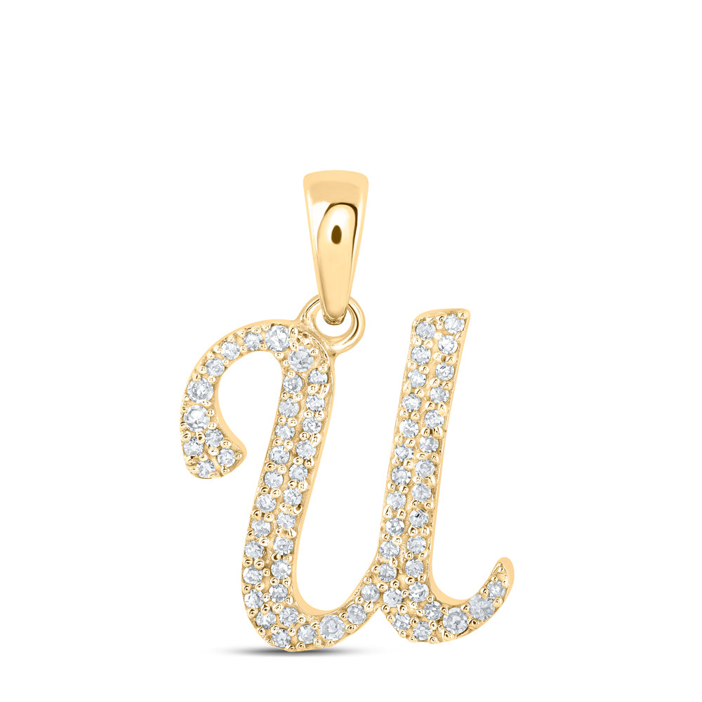 10K Yellow Gold 1/6Ctw Natural Diamond Nk Initial "U" Pendant