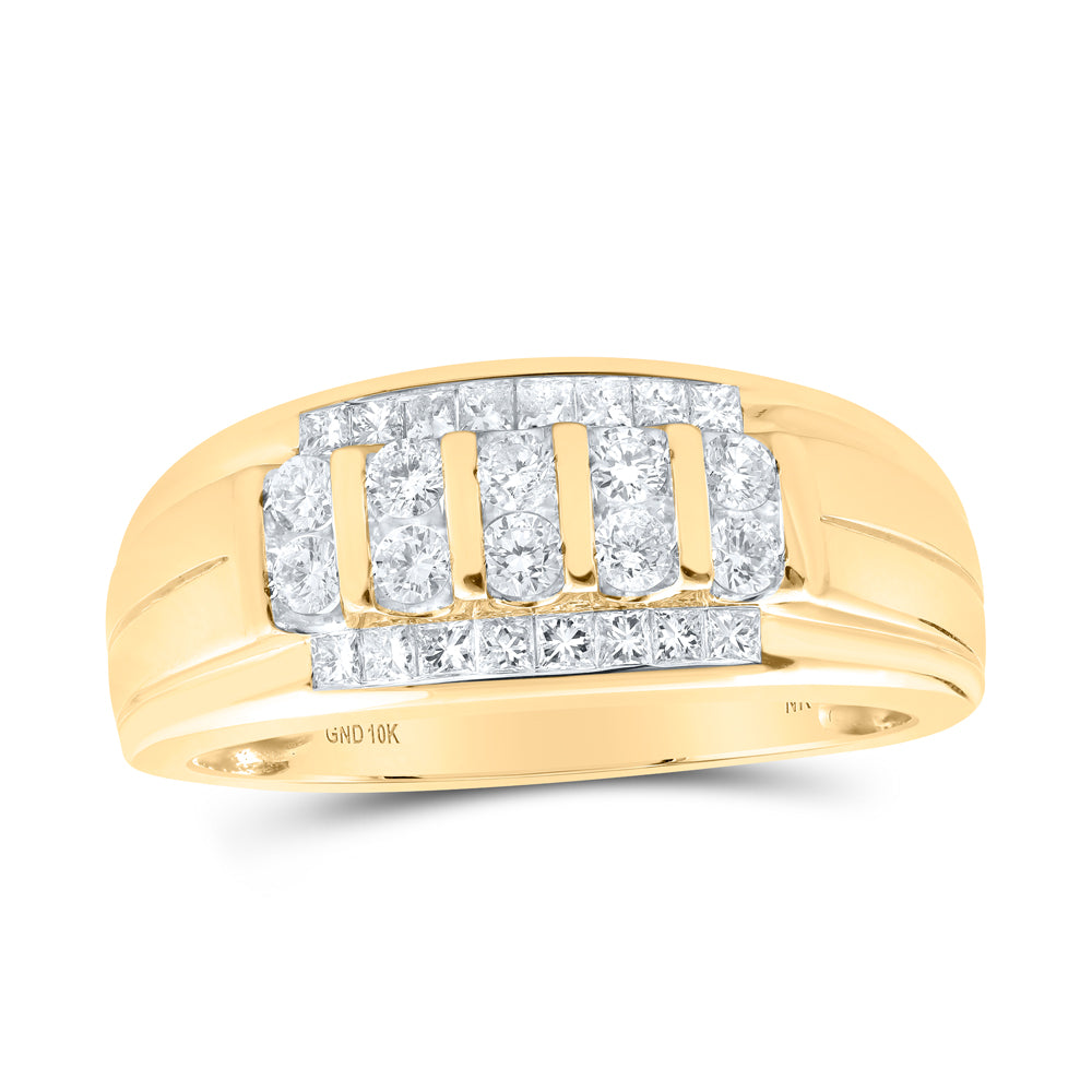 10kt Yellow Gold 3/4 Cttw Diamond Mens Ring, Men Size: 8-12