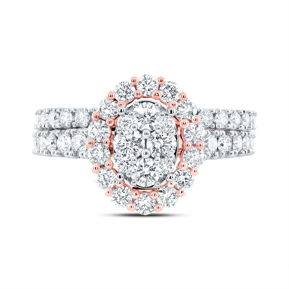 10K Rose Gold Round Diamond Bridal Wedding Ring Band Set 1-5/8 Cttw, Womens Size: 5-10
