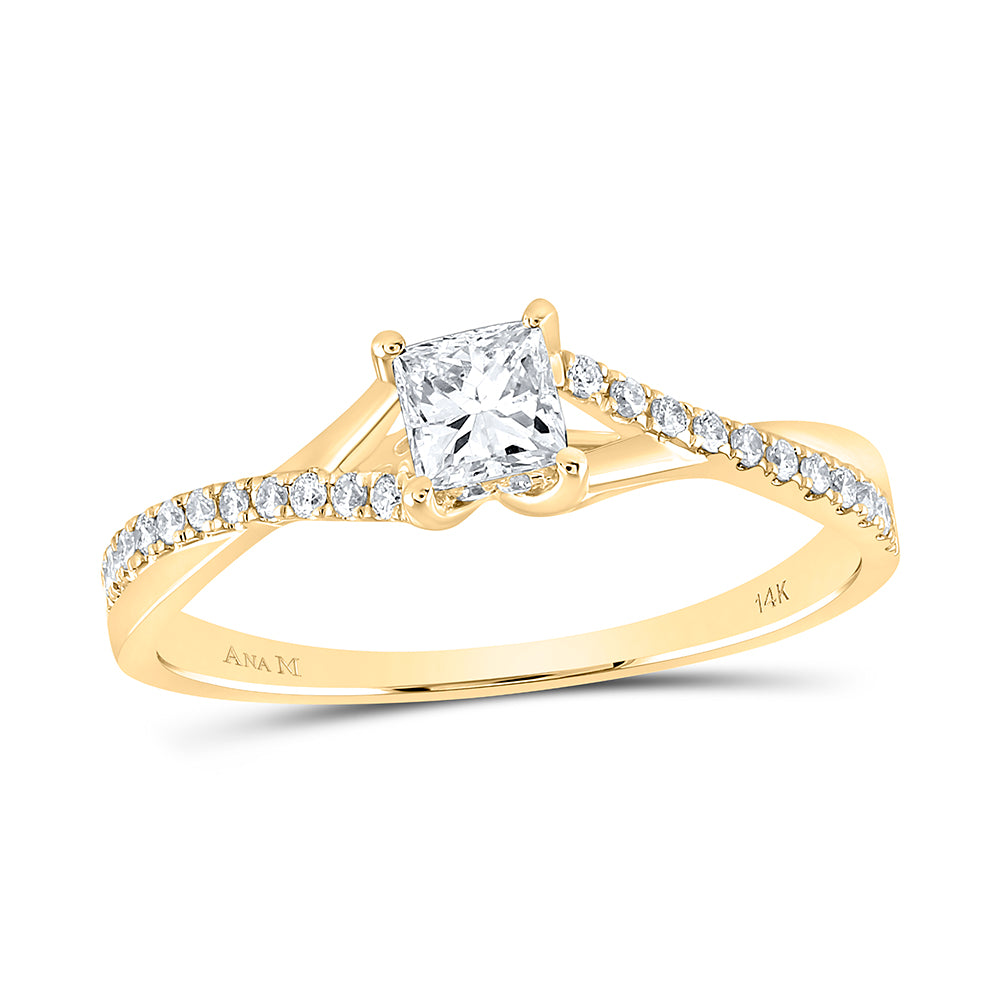 14kt Yellow Gold 1/2 Cttw Diamond Ana M and 1/3ct No Halo Wedding Engagement Anniversary Ring, Women Size: 5-9