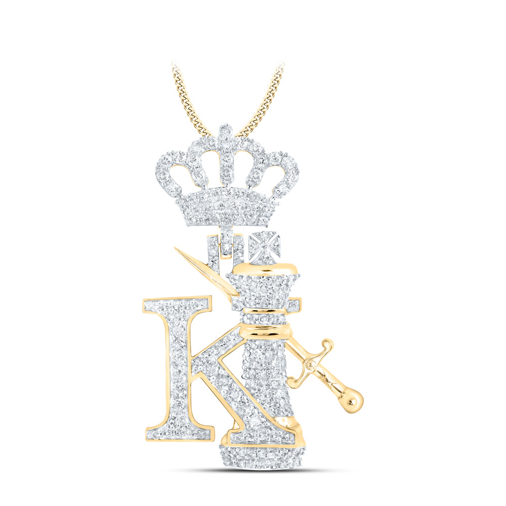 10kt Yellow Gold 1 1/2 Cttw Diamond Ãking Pin Swordä Mens Charm