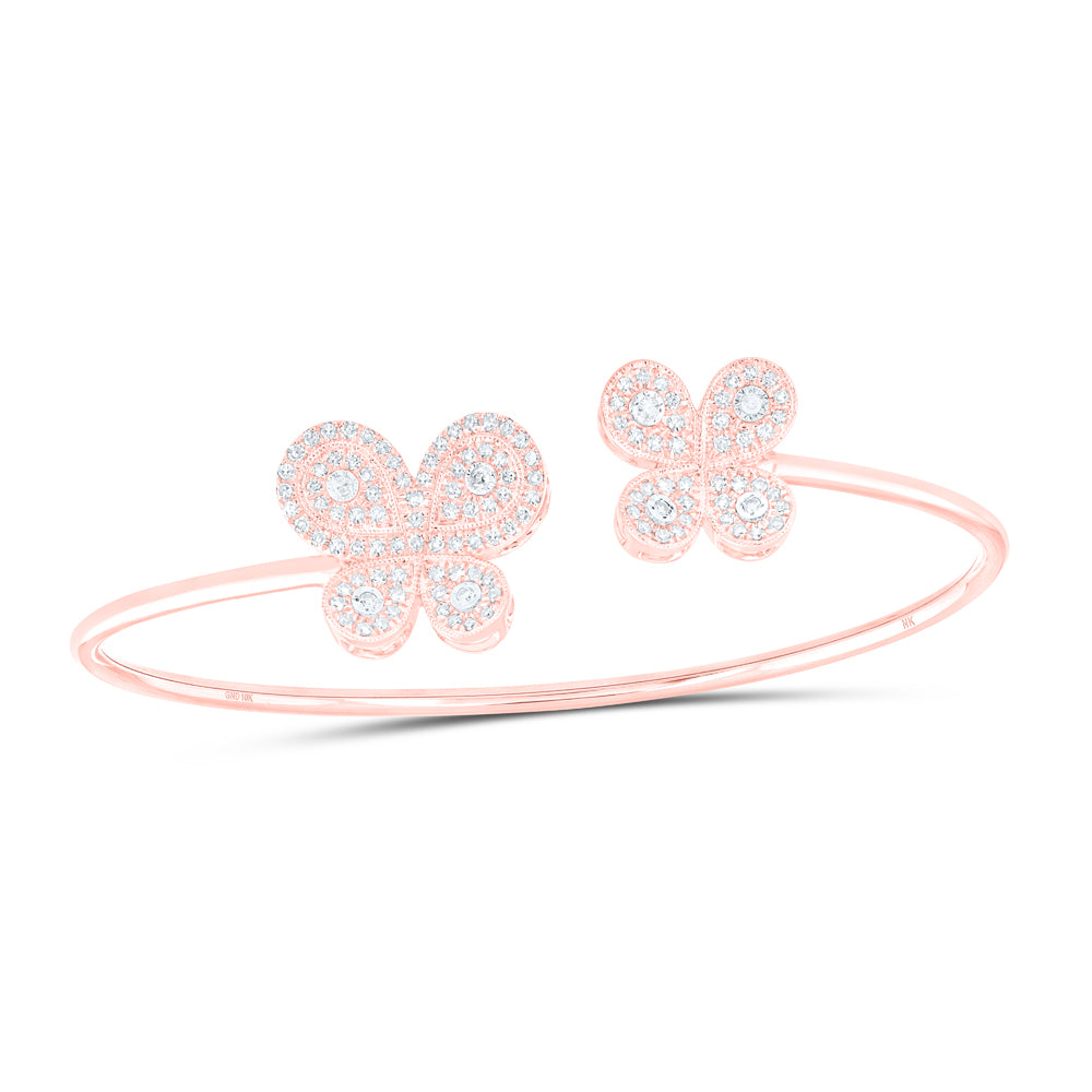 10K Rose Gold 5/8Ctw Natural Diamond Butterfly Bangle (50X60Mm)