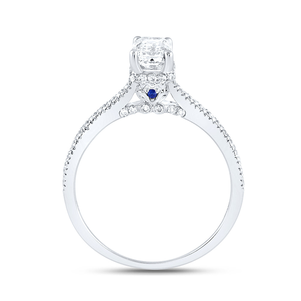 14K White Gold Emerald Diamond Solitaire Bridal Wedding Engagement Ring 1ctw, Women's Size: 5-10