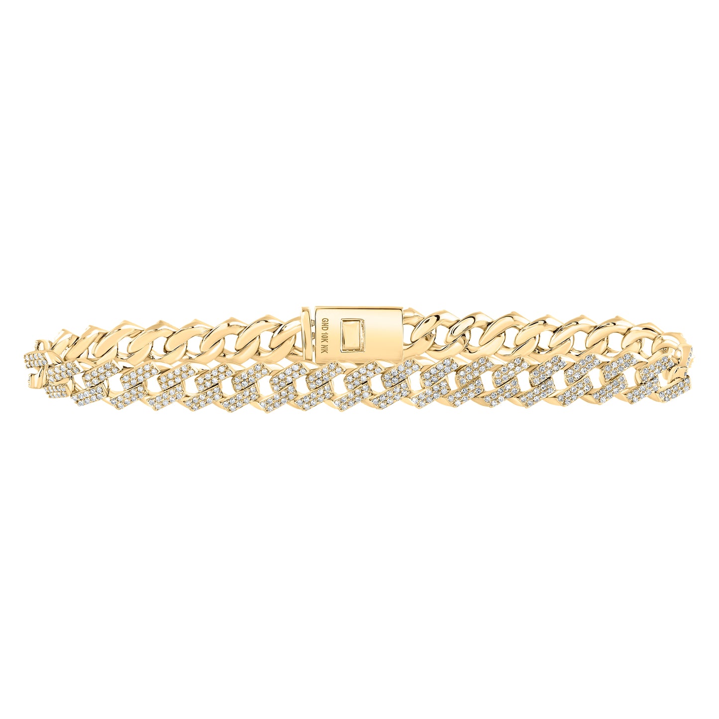 10kt Yellow Gold 3 1/5 Cttw Diamond (8mm) Mens Bracelet, Length: 8.5 Inch