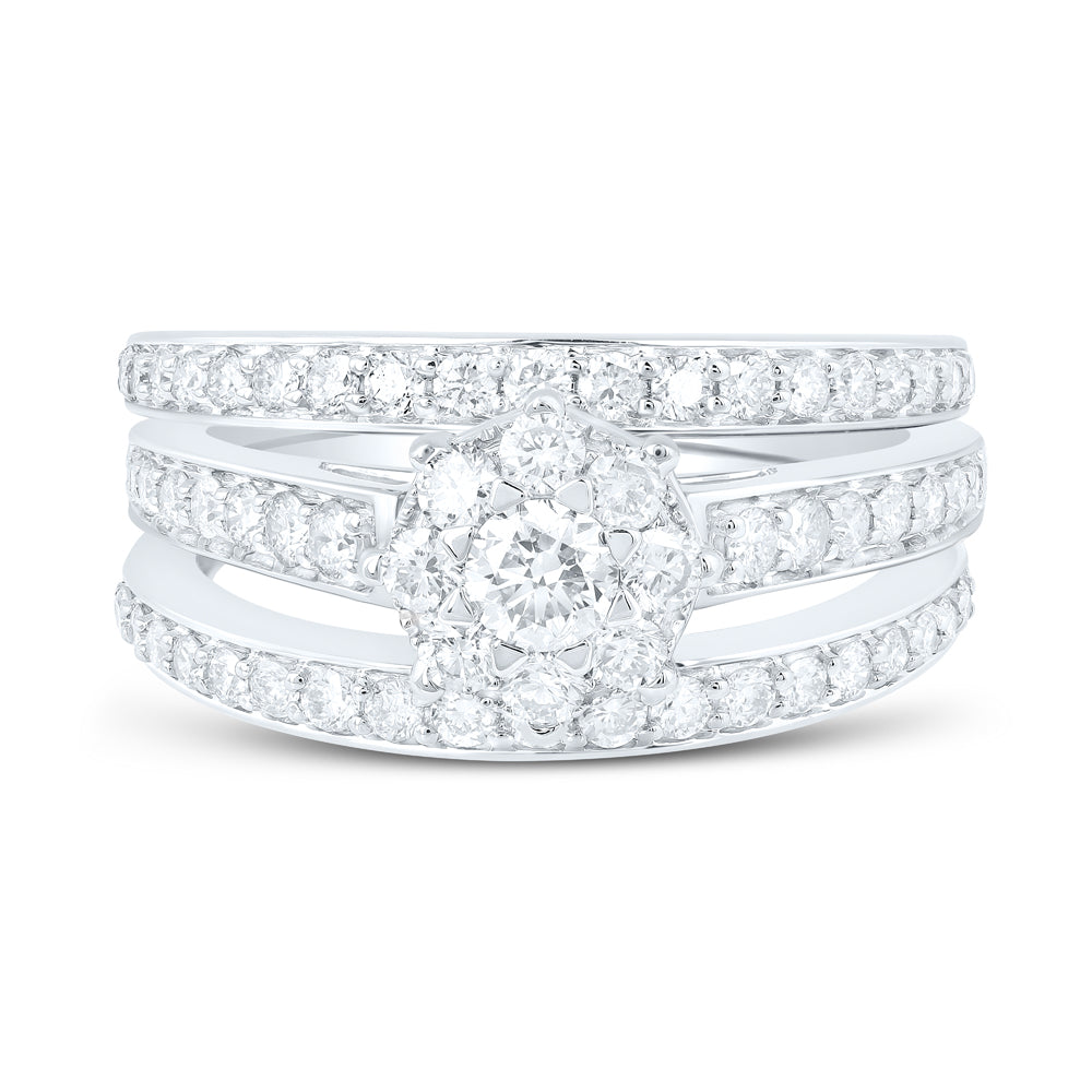 10kt White Gold 1 1/3ctw Diamond Nk 1/5ct-crd Bridal Set