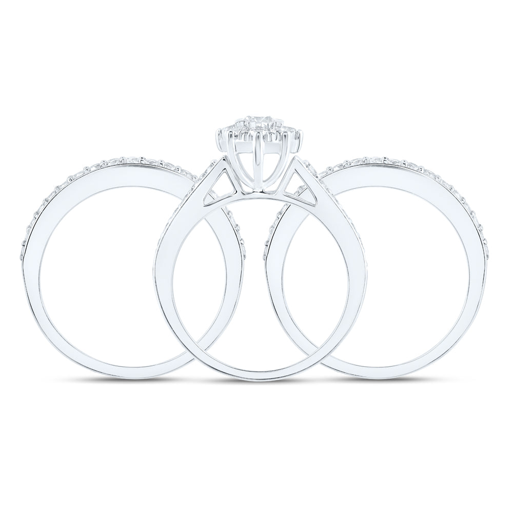 10kt White Gold 1 1/3ctw Diamond Nk 1/5ct-crd Bridal Set