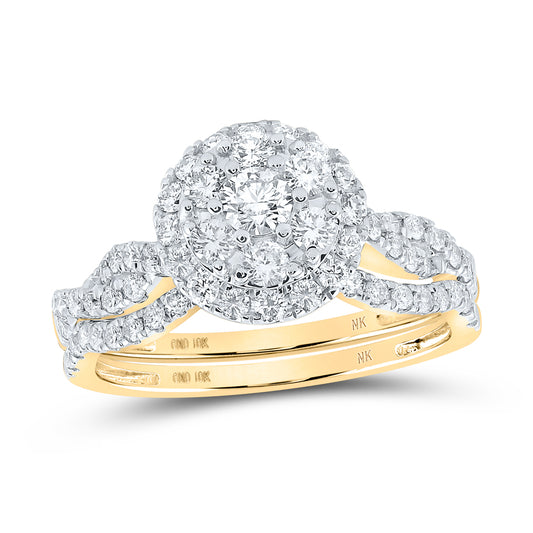 10kt Yellow Gold 1 Cttw Diamond Wedding Engagement Anniversary Bridal Set, Women Size: 5-9