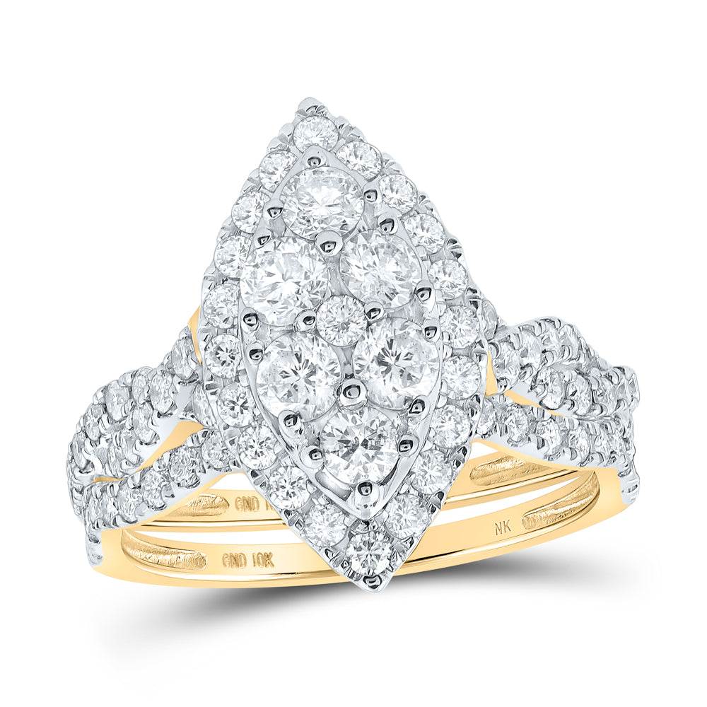 10kt Yellow Gold 1 1/2 Cttw Diamond Wedding Engagement Anniversary Bridal Set, Women Size: 5-9