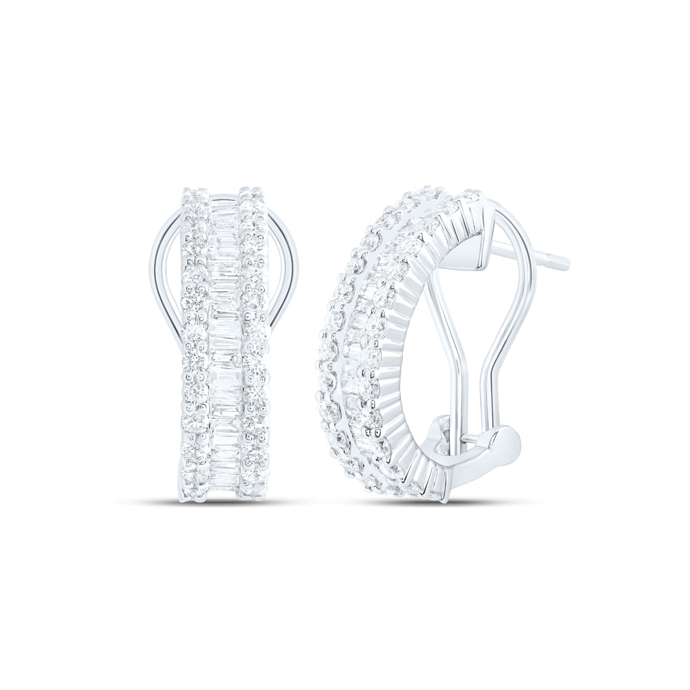10kt White Gold 1 Cttw Diamond Hoop Earring