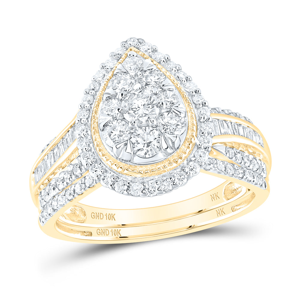 10kt Yellow Gold 1 Cttw Natural Diamond Fashion Wedding Engagement Anniversary Bridal Set, Women Size: 5-9