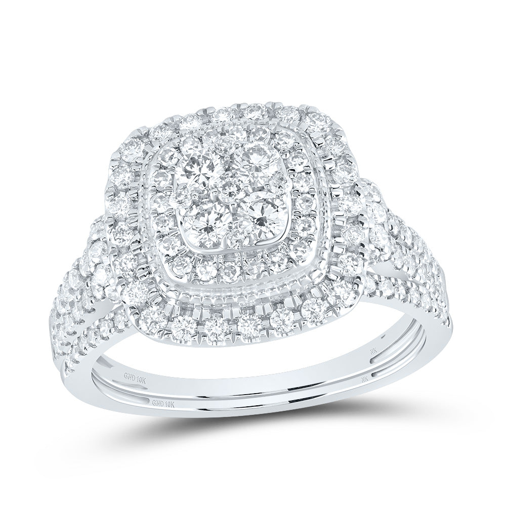 10kt White Gold 1 Cttw Diamond Fashion Wedding Engagement Anniversary Bridal Set, Women Size: 5-9