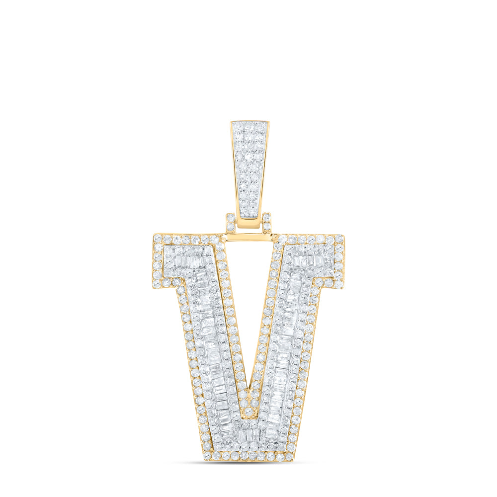 10kt Yellow Gold Diamond Initial Mens Pendant