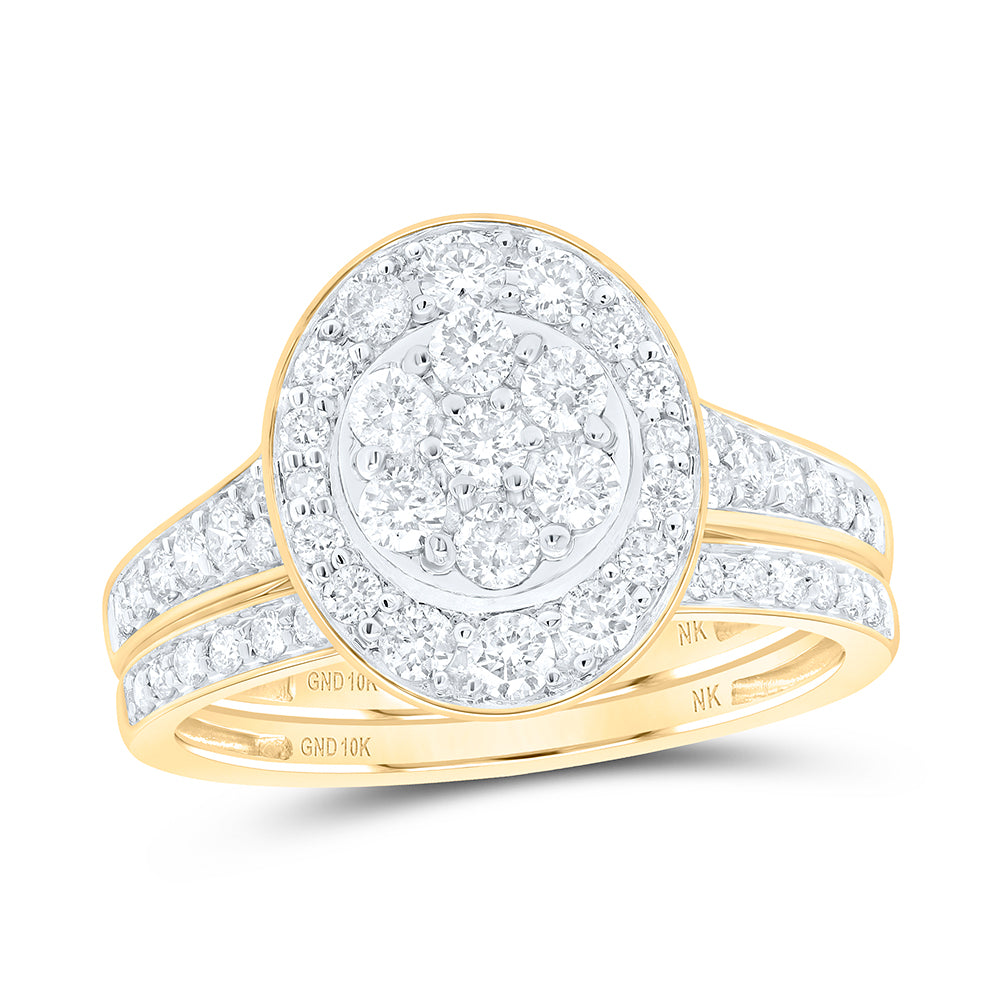 10kt Yellow Gold 1 Cttw Diamond Fashion Wedding Engagement Anniversary Bridal Set, Women Size: 5-9
