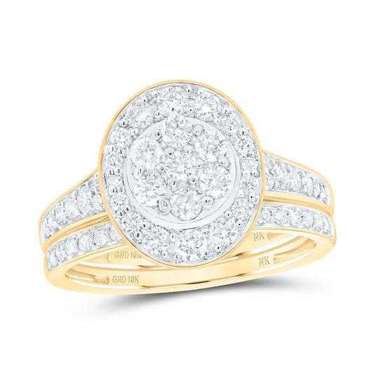 10kt Yellow Gold 1 Cttw Diamond Fashion Wedding Engagement Anniversary Bridal Set, Women Size: 5-9